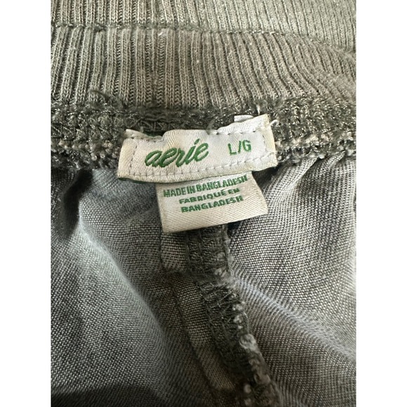 Aerie Womens Large Small Ribbed Woven Jogger Pants Green Lyocell Relax Comfy - Picture 6 of 9